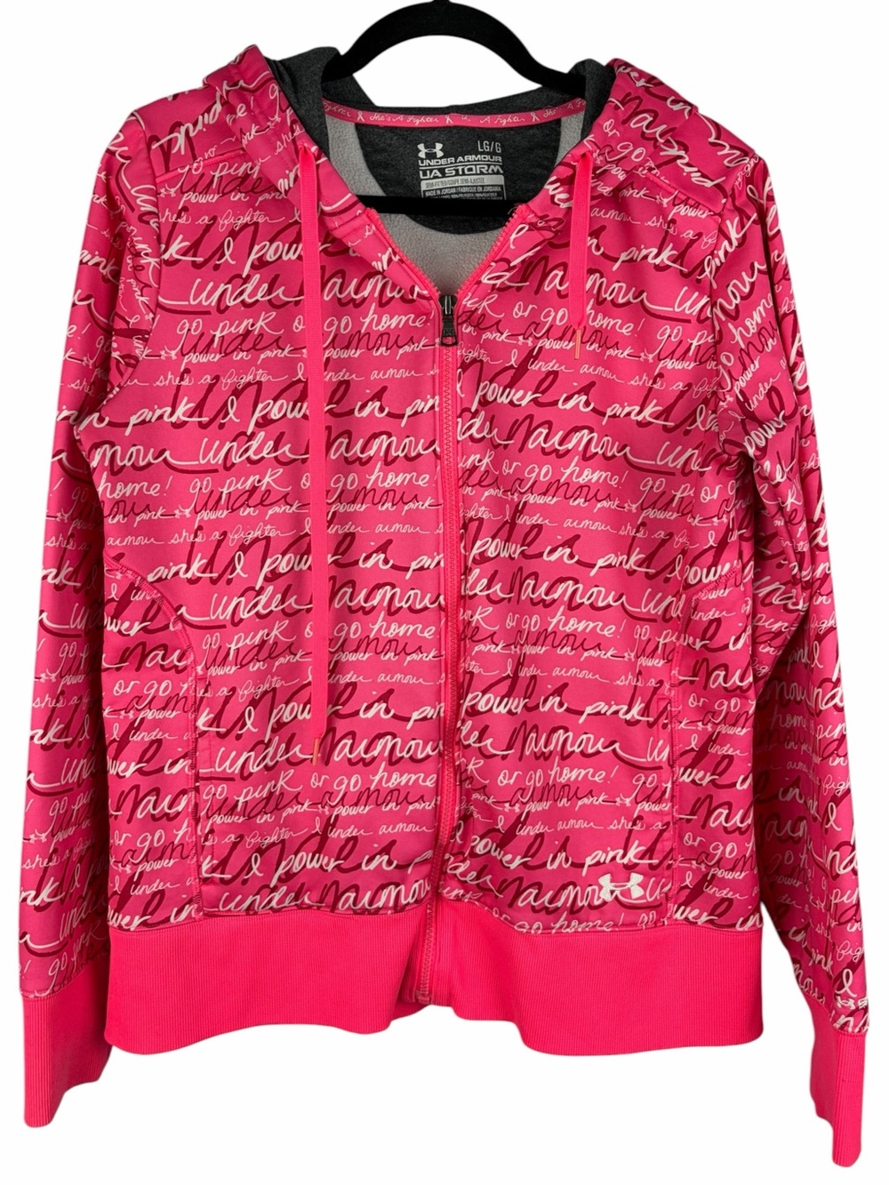 Under Armour UA Storm Power in Pink Full Zip Hoodie Jacket Women Large